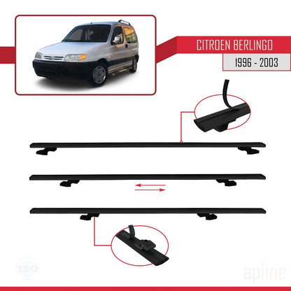 Compatible avec Citroen Berlingo (M49) 1996-2003 BASIC Model Barres de Toit Railing Porte-Bagages de Voiture Noir Aluminium 3 Barres