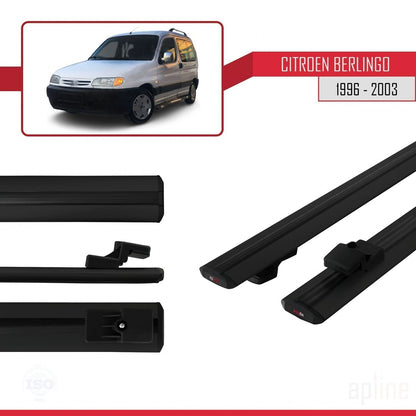 Compatible avec Citroen Berlingo (M49) 1996-2003 BASIC Model Barres de Toit Railing Porte-Bagages de Voiture Noir Aluminium 2 Barres