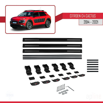 Compatibile con Citroen C4 Cactus 2014-2021 BASIC Model Barre Tetto Portapacchi Auto Barre Portatutto Nero Alluminio 3 Barre