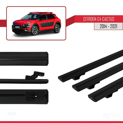 Compatibile con Citroen C4 Cactus 2014-2021 BASIC Model Barre Tetto Portapacchi Auto Barre Portatutto Nero Alluminio 3 Barre