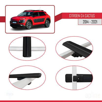 Compatibile con Citroen C4 Cactus 2014-2021 BASIC Model Barre Tetto Portapacchi Auto Barre Portatutto Nero Alluminio 2 Barre