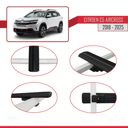 Compatibile con Citroen C5 Aircross 2018-2025 BASIC Model Barre Tetto Portapacchi Auto Barre Portatutto Nero Alluminio 2 Barre