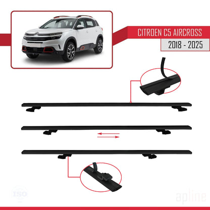 Compatibile con Citroen C5 Aircross 2018-2025 BASIC Model Barre Tetto Portapacchi Auto Barre Portatutto Nero Alluminio 2 Barre