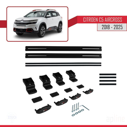 Compatibile con Citroen C5 Aircross 2018-2025 BASIC Model Barre Tetto Portapacchi Auto Barre Portatutto Nero Alluminio 2 Barre