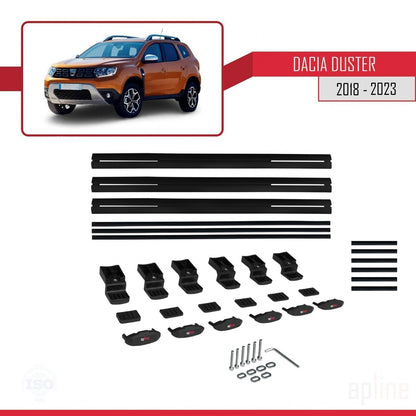 Compatibile con Dacia Duster 2 (HM) 2018-2024 modello BASIC Barre portatutto per auto Portapacchi in alluminio nero 3 barre