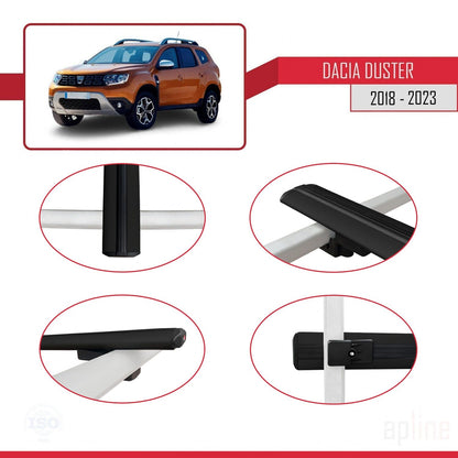Compatibile con Dacia Duster 2 (HM) 2018-2024 modello BASIC Barre portatutto per auto Portapacchi in alluminio nero 3 barre