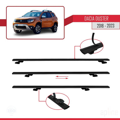 Compatibile con Dacia Duster 2 (HM) 2018-2024 modello BASIC Barre portatutto per auto Portapacchi in alluminio nero 3 barre