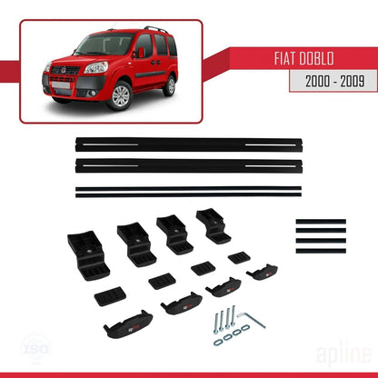 Compatibile con Fiat Doblo 2000-2009 modello BASIC Barre portatutto Railing Portapacchi per auto Alluminio nero 2 barre