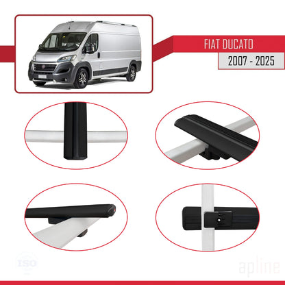 Kompatibel mit Fiat Ducato 3 2007-2025 Basismodell Dachgepäckträger, Gepäckträger, schwarzes Aluminium, 3 Stangen