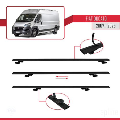 Kompatibel mit Fiat Ducato 3 2007-2025 Basismodell Dachgepäckträger, Gepäckträger, schwarzes Aluminium, 4 Stangen