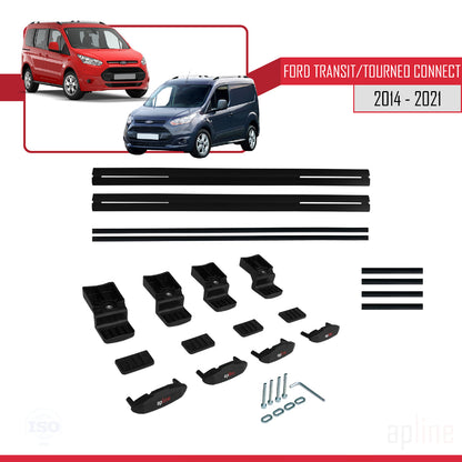 Compatible avec Ford Transit/Tourneo Connect 2 2014-2021 BASIC Model Barres de Toit Railing Porte-Bagages de Voiture Noir Aluminium 2 Barres