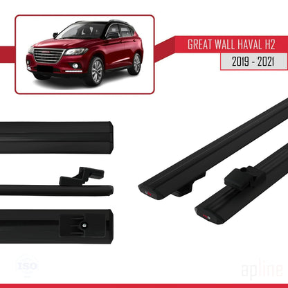 Compatible avec Great Wall Haval H2 2019-2021 BASIC Model Barres de Toit Railing Porte-Bagages de Voiture Noir Aluminium 2 Barres