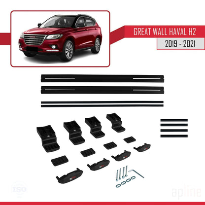 Compatible avec Great Wall Haval H2 2019-2021 BASIC Model Barres de Toit Railing Porte-Bagages de Voiture Noir Aluminium 2 Barres