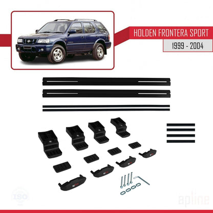 Compatible avec Holden Frontera Sport 2 1999-2004 BASIC Model Barres de Toit Railing Porte-Bagages de Voiture Noir Aluminium 2 Barres