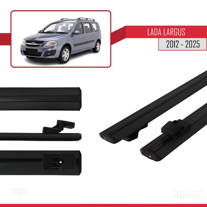 Compatible avec Lada Largus 2012-2025 BASIC Model Barres de Toit Railing Porte-Bagages de Voiture Noir Aluminium 2 Barres