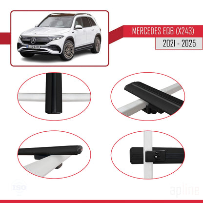 Compatibile con Mercedes EQB (X243) 2021-2025 BASIC Model Barre Tetto Portapacchi Auto Barre Portatutto Nero Alluminio 3 Barre