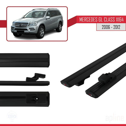Compatibile con Mercedes Classe GL (X164) 2006-2012 BASIC Model Barre Tetto Portapacchi Auto Barre Portatutto Nero Alluminio 2 Barre