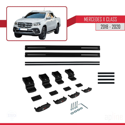 Compatibile con Mercedes Classe X (470) 2018-2020 BASIC Model Barre Tetto Portapacchi Auto Barre Portatutto Nero Alluminio 2 Barre