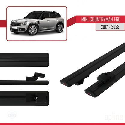 Compatible avec Mini Countryman 2 (F60) 2017-2023 BASIC Model Barres de Toit Railing Porte-Bagages de Voiture Noir Aluminium 2 Barres