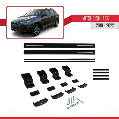 BASIC Model Dakdrager bagagedrager compatibel met Mitsubishi ASX (GA) 2010-2022 Spoorstaven Zwart Aluminium 2 Staven