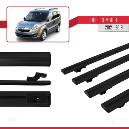 Compatible avec Opel Combo D 2012-2018 BASIC Model Barres de Toit Railing Porte-Bagages de Voiture Noir Aluminium 4 Barres