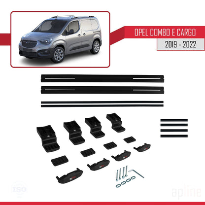 Compatibile con Opel Combo E Cargo 2019-2022 BASIC Model Barre Tetto Portapacchi Auto Barre Portatutto Nero Alluminio 2 Barre