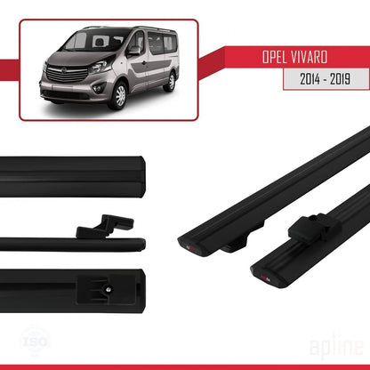 Compatible avec Opel Vivaro B 2014-2019 BASIC Model Barres de Toit Railing Porte-Bagages de Voiture Noir Aluminium 2 Barres
