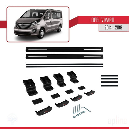 Compatible avec Opel Vivaro B 2014-2019 BASIC Model Barres de Toit Railing Porte-Bagages de Voiture Noir Aluminium 2 Barres