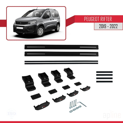 Compatible avec Peugeot Rifter 2019-2022 BASIC Model Barres de Toit Railing Porte-Bagages de Voiture Noir Aluminium 2 Barres