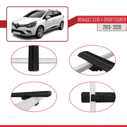 Kompatibel mit Renault Clio 4 ST 2013-2020 BASIC Model Relingträger Dachträger Auto Gepäckträger Schwarz Aluminium 2 Stangen
