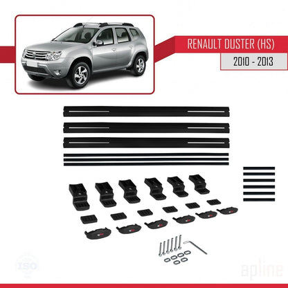BASIC Model Dakdrager bagagedrager compatibel met Renault Duster (HS) Pre-Facelift 2010-2013 Spoorstaven Zwart Aluminium 3 Staven