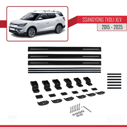 Kompatibel mit Ssangyong Tivoli XLV 2015-2025 BASIC Model Relingträger Dachträger Auto Gepäckträger Schwarz Aluminium 3 Stangen