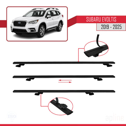 Compatible con Subaru Evoltis 2019-2025 BASIC Model Barras de Techo Auto Portaequipajes Barras Transversales Negro Aluminio 3 Barras
