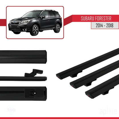 BASIC Model Dakdrager bagagedrager compatibel met Subaru Forester 4 (SJ) 2014-2018 Spoorstaven Zwart Aluminium 3 Staven