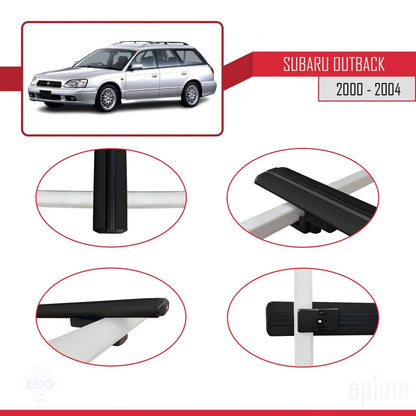 Compatible avec Subaru Outback 2 2000-2004 BASIC Model Barres de Toit Railing Porte-Bagages de Voiture Noir Aluminium 2 Barres