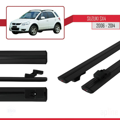 Compatibile con Suzuki SX4 II (JY) 2006-2014 BASIC Model Barre Tetto Portapacchi Auto Barre Portatutto Nero Alluminio 2 Barre