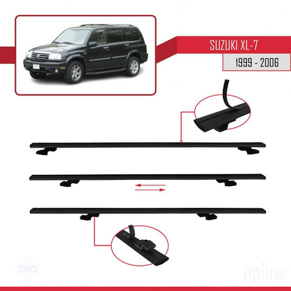 Compatible avec Suzuki XL-7 1998-2006 BASIC Model Barres de Toit Railing Porte-Bagages de Voiture Noir Aluminium 3 Barres