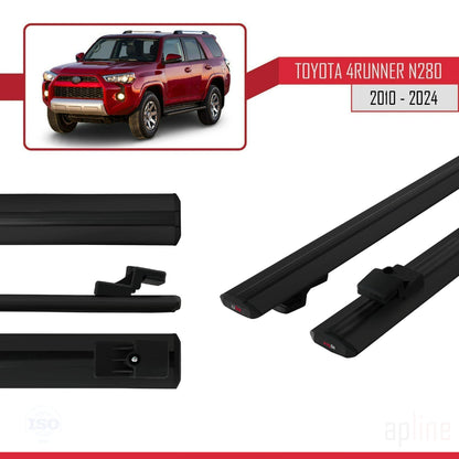 BASIC Model Dakdrager bagagedrager compatibel met Toyota 4Runner (N280) 2010-2024 Spoorstaven Zwart Aluminium 2 Staven