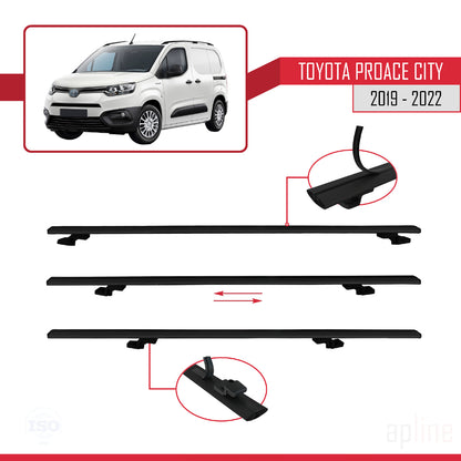 Compatible avec Toyota Proace City 2019-2022 BASIC Model Barres de Toit Railing Porte-Bagages de Voiture Noir Aluminium 3 Barres