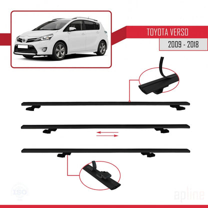 Compatible avec Toyota Verso (AR20) 2009-2018 BASIC Model Barres de Toit Railing Porte-Bagages de Voiture Noir Aluminium 2 Barres
