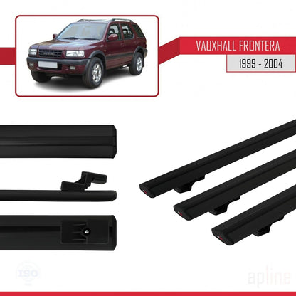 Compatible avec Vauxhall Frontera 2 1999-2004 BASIC Model Barres de Toit Railing Porte-Bagages de Voiture Noir Aluminium 3 Barres