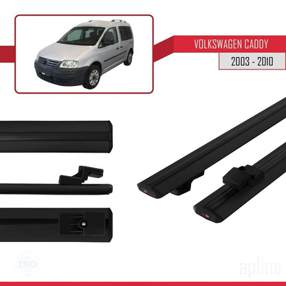 Compatibile con Volkswagen Caddy 3 (2K) 2003-2010 BASIC Model Barre Tetto Portapacchi Auto Barre Portatutto Nero Alluminio 2 Barre