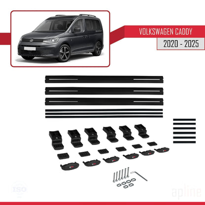 Compatibile con Volkswagen Caddy 4 (SB) 2020-2025 BASIC Model Barre Tetto Portapacchi Auto Barre Portatutto Nero Alluminio 3 Barre