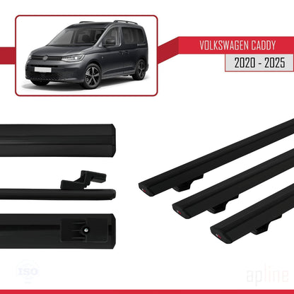 Compatibile con Volkswagen Caddy 4 (SB) 2020-2025 BASIC Model Barre Tetto Portapacchi Auto Barre Portatutto Nero Alluminio 3 Barre