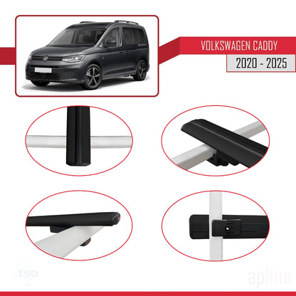 Compatibile con Volkswagen Caddy 4 (SB) 2020-2025 BASIC Model Barre Tetto Portapacchi Auto Barre Portatutto Nero Alluminio 3 Barre