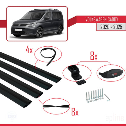 Compatibile con Volkswagen Caddy 4 (SB) 2020-2025 BASIC Model Barre Tetto Portapacchi Auto Barre Portatutto Nero Alluminio 4 Barre
