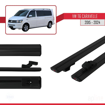 Compatibile con Volkswagen T6 Caravelle 2015-2024 BASIC Model Barre Tetto Portapacchi Auto Barre Portatutto Nero Alluminio 3 Barre