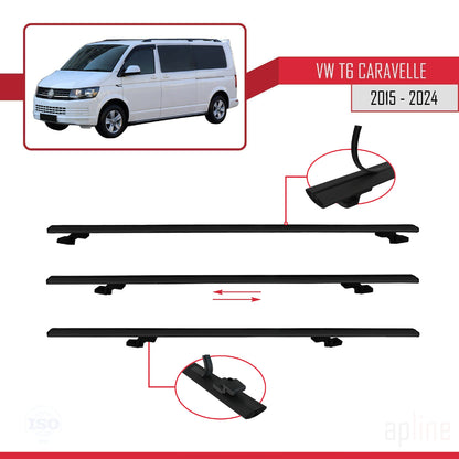 Compatibile con Volkswagen T6 Caravelle 2015-2024 BASIC Model Barre Tetto Portapacchi Auto Barre Portatutto Nero Alluminio 3 Barre
