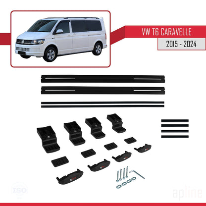 Compatibile con Volkswagen T6 Caravelle 2015-2024 BASIC Model Barre Tetto Portapacchi Auto Barre Portatutto Nero Alluminio 3 Barre