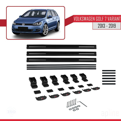 Compatibile con Volkswagen Golf 7 (5G) Variant 2013-2019 BASIC Model Barre Tetto Portapacchi Auto Barre Portatutto Nero Alluminio 3 Barre